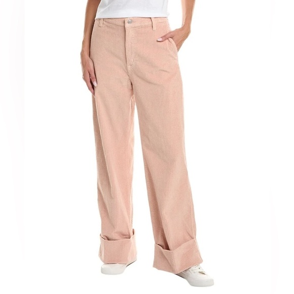 NWT 7 for all Mankind Corduroy Easy Trouser pink Sz 31 wide leg cuff - Picture 1 of 11